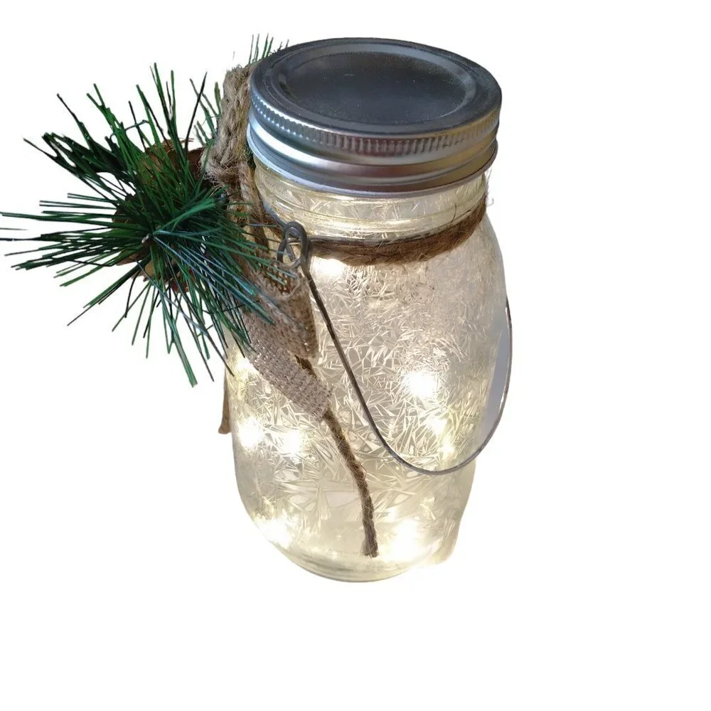 Nicole's Home Accents Christmas Light Up Jar With Lid 